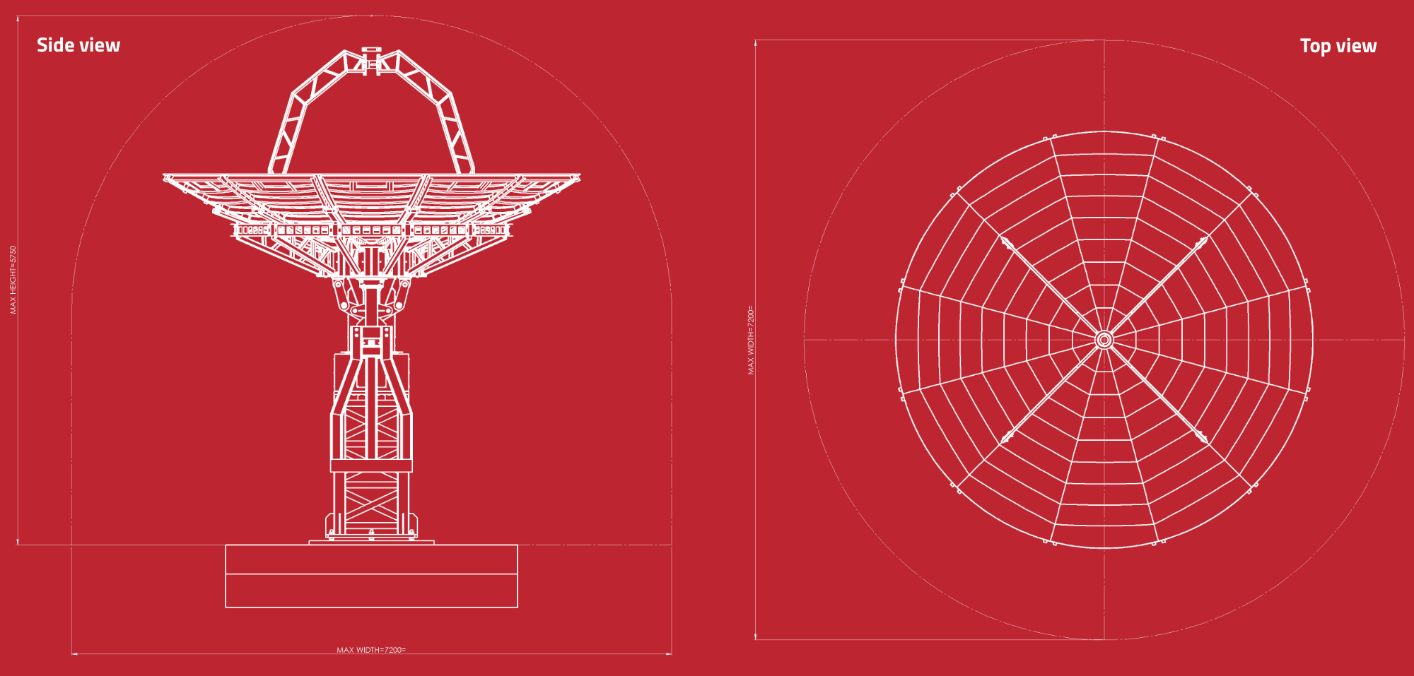 INTREPID 500-12 5.0m ground station antenna system for S/X-band: dimensions